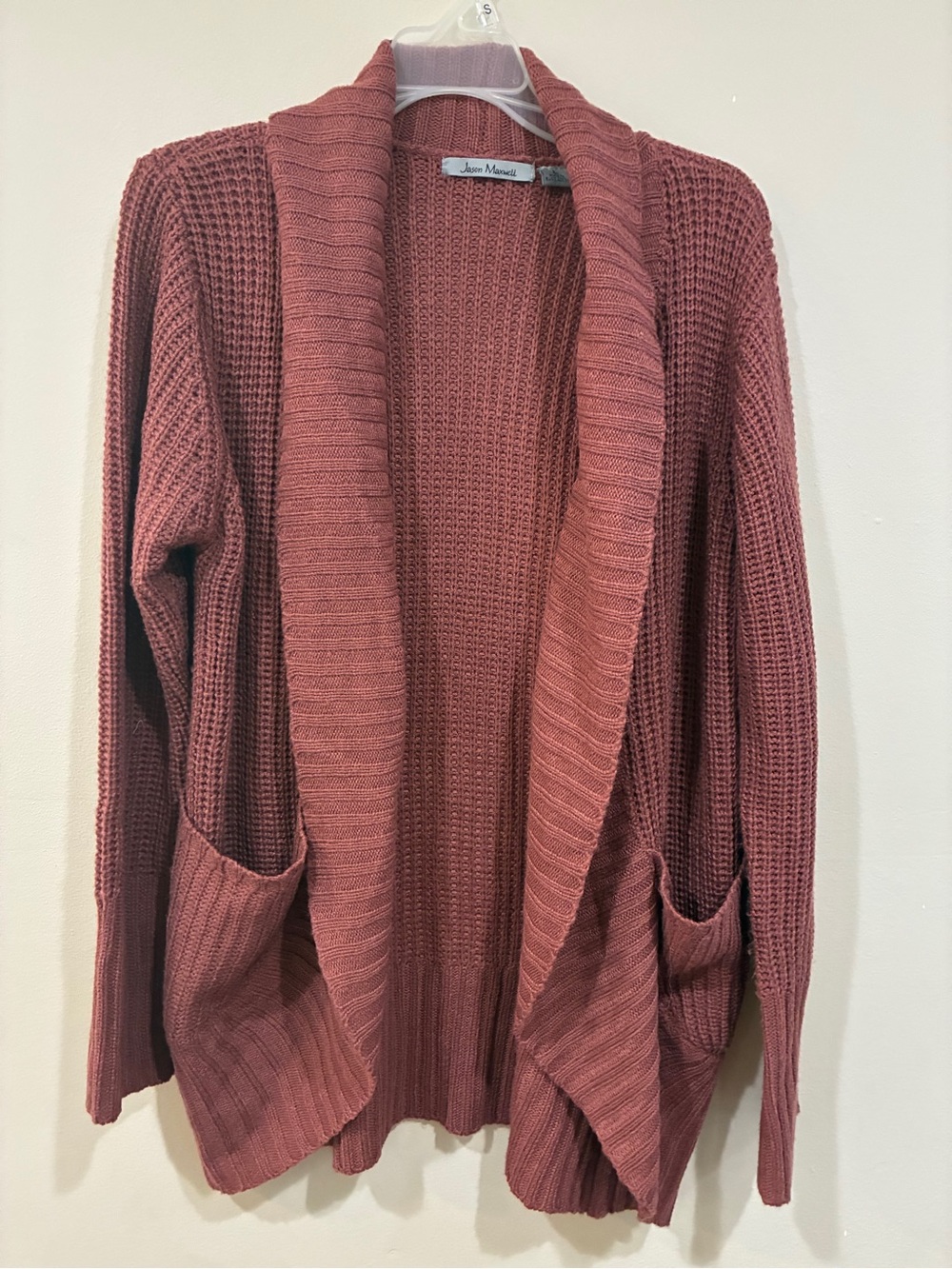 jason maxwell Rose-Mauve Open-Front Pocket Cardigan